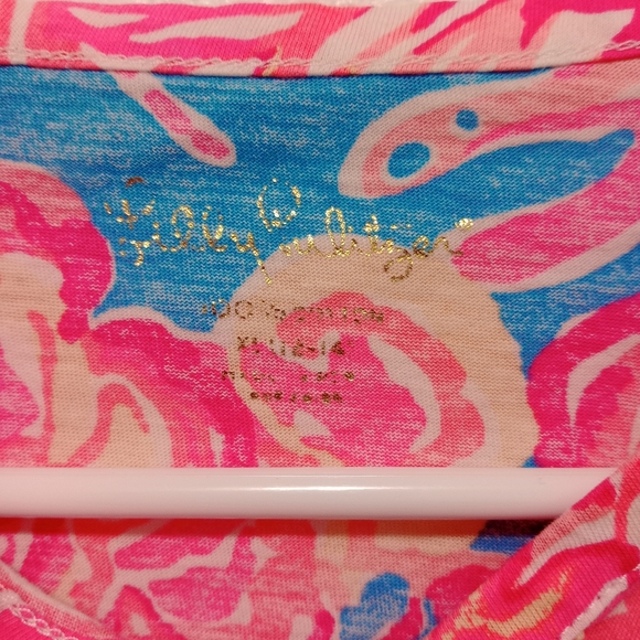 Lilly Pulitzer Girls 3/4 Sleeve Floral Coral Tunic Top size XL (12-14) - Picture 5 of 9